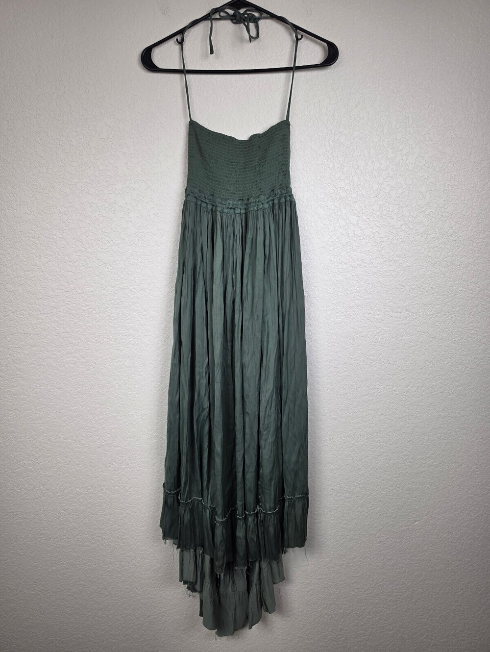 Free People Green Maxi Dress with Smocked Bodice